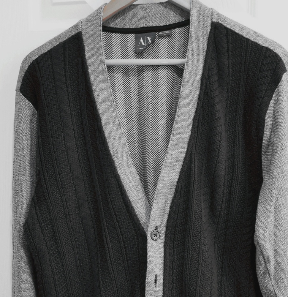 ARMANI EXCHANGE WOOL CARDIGAN (BLACK-GRAY)